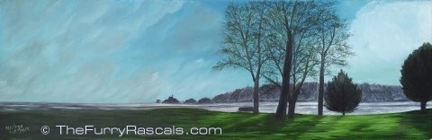 Mumbles View from Blackpill Swansea, Oils on Canvas.